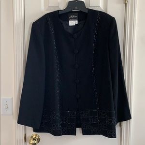After-five Black jacket with sequins on button.